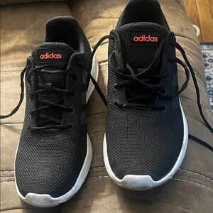 Adidas Black Shoes with Red Accents